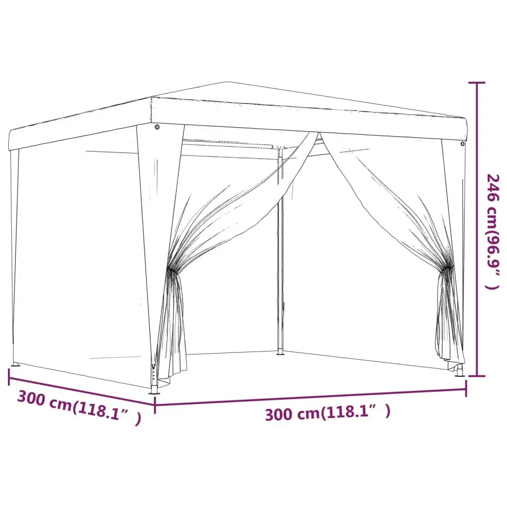 Party Tent with 4 Mesh Sidewalls Blue 3x3 m HDPE 319227