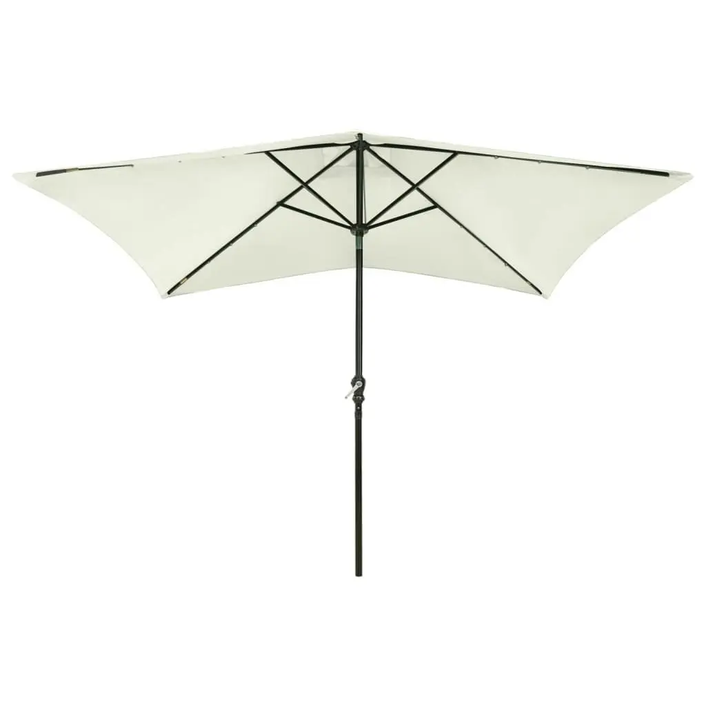 Parasol with LEDs and Steel Pole Sand 2x3 m 313787