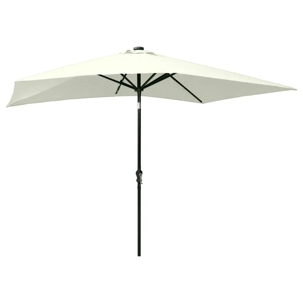 Parasol with LEDs and Steel Pole Sand 2x3 m 313787