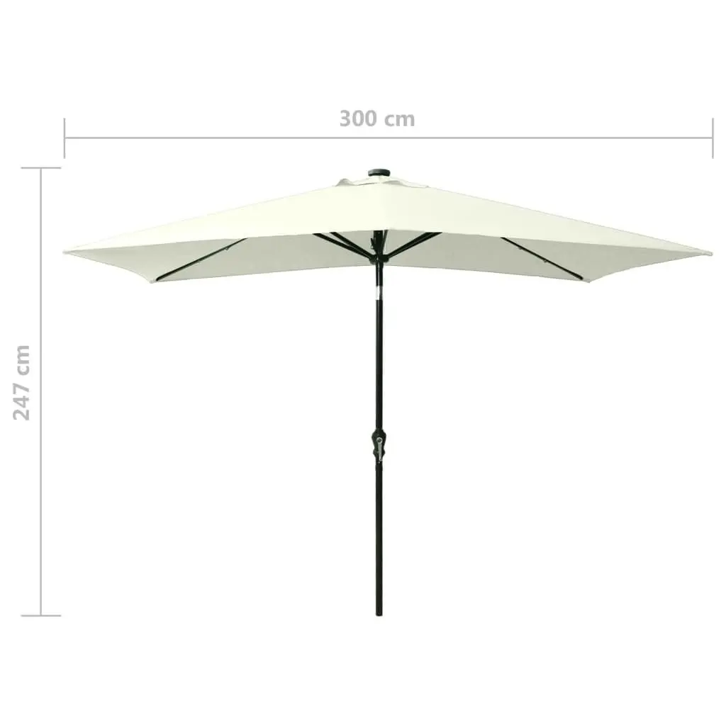 Parasol with LEDs and Steel Pole Sand 2x3 m 313787