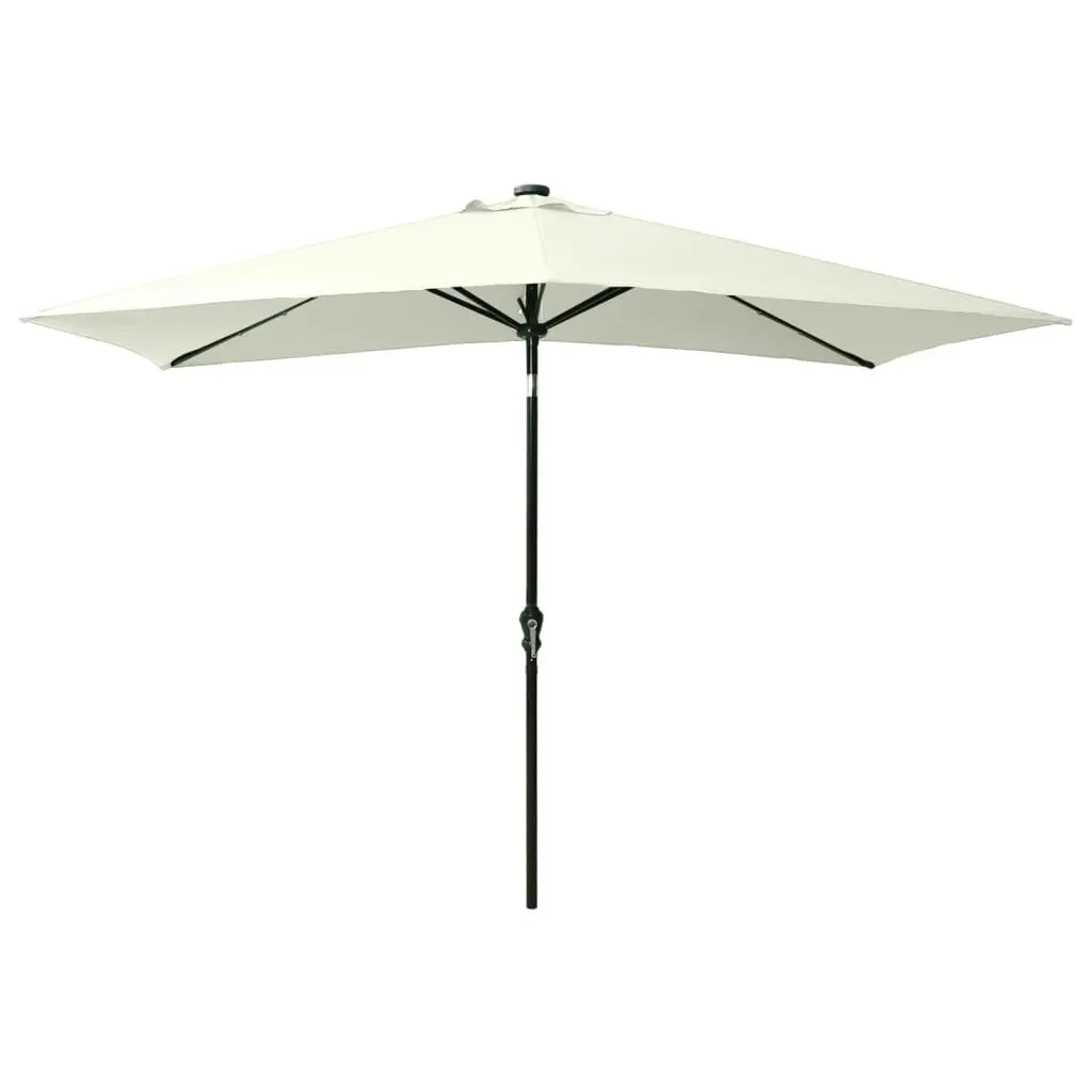 Parasol with LEDs and Steel Pole Sand 2x3 m 313787