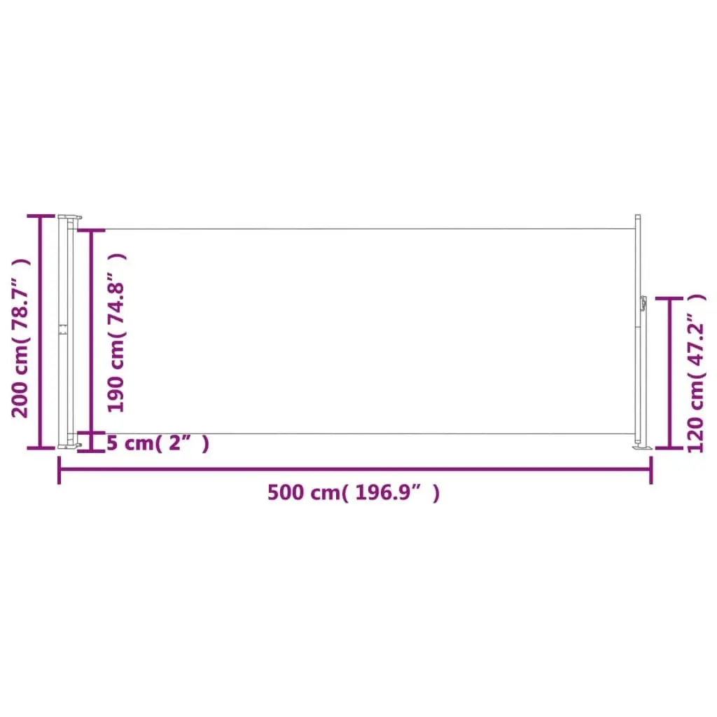 Patio Retractable Side Awning 200x500cm Grey 313419