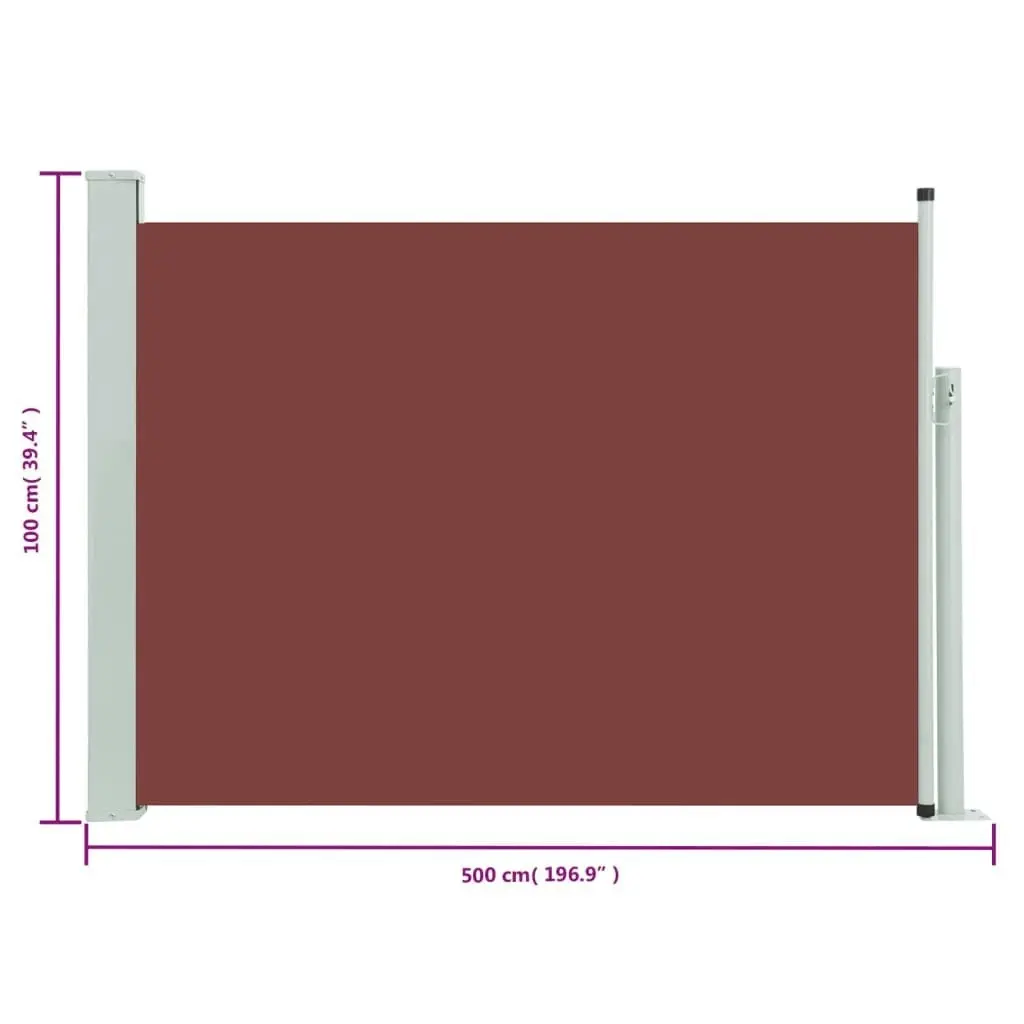 Patio Retractable Side Awning 100x500 cm Brown 48387