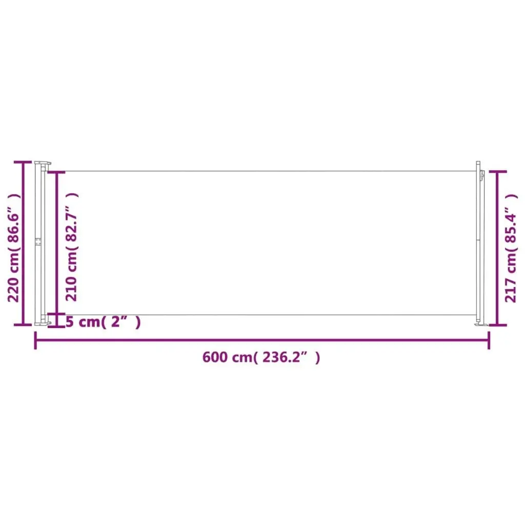 Patio Retractable Side Awning 220x600 cm Grey 317980