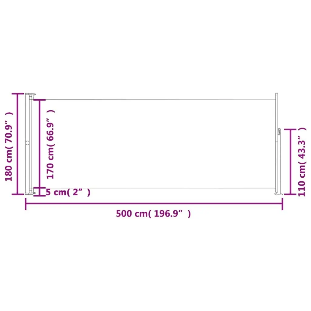 Patio Retractable Side Awning 180x500cm Black 313405