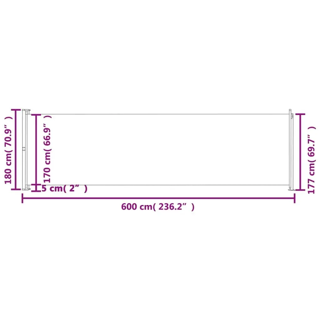 Patio Retractable Side Awning 180x600 cm Grey 317968