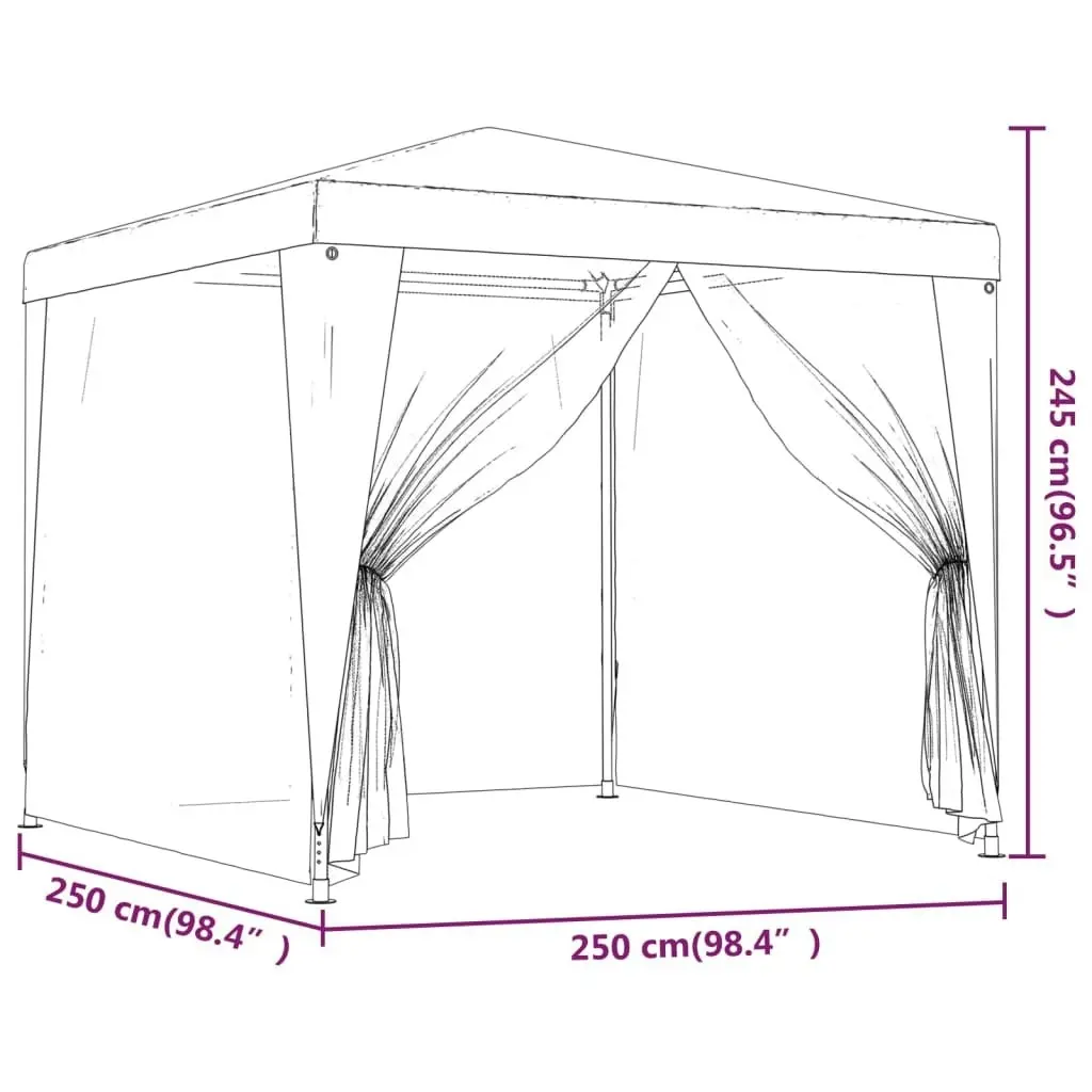 Party Tent with 4 Mesh Sidewalls Anthracite 2.5x2.5 m HDPE 319224