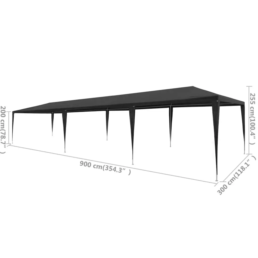 Party Tent 3x9 m PE Anthracite 45089