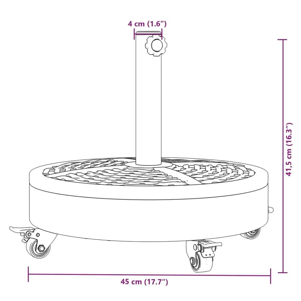 Parasol Base with Wheels for Ã˜38 / 48 mm Poles 27 kg Round 4007985