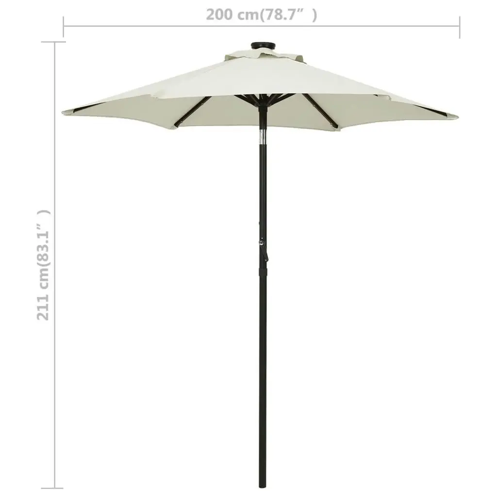 Parasol with LED Lights Sand 200x211 cm Aluminium 313557