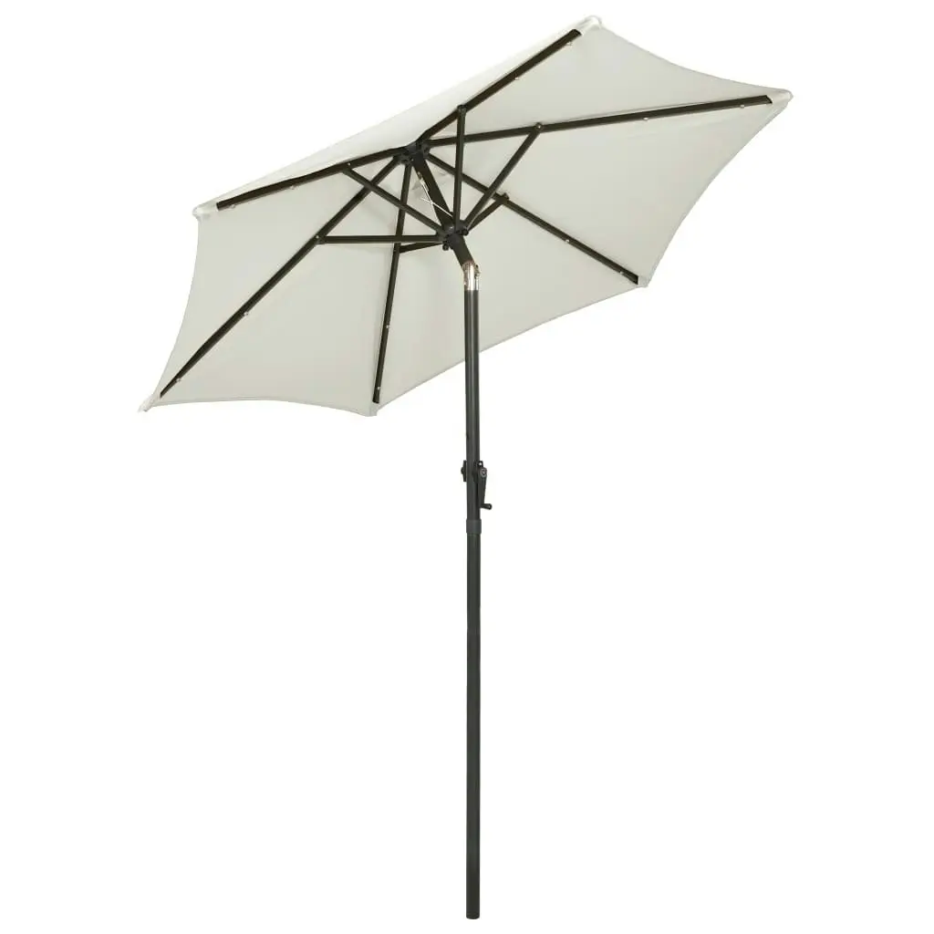 Parasol with LED Lights Sand 200x211 cm Aluminium 313557