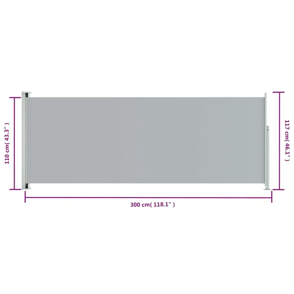 Patio Retractable Side Awning 117x300 cm Grey 317872