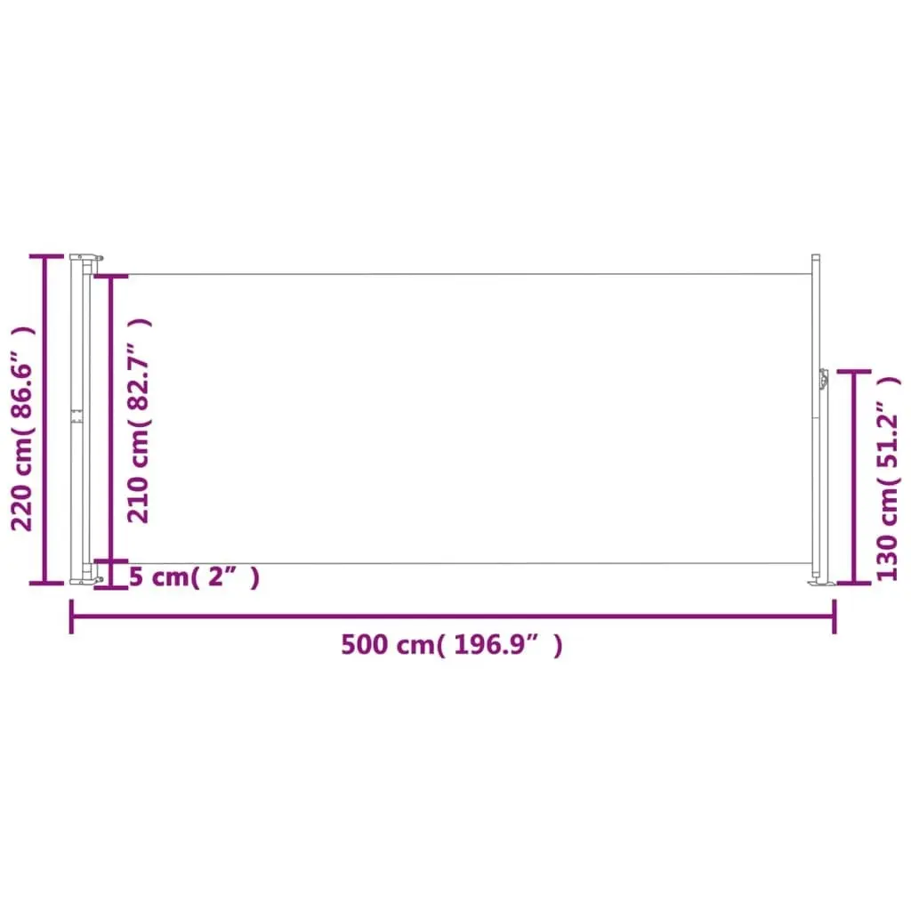 Patio Retractable Side Awning 220x500cm Cream 313430