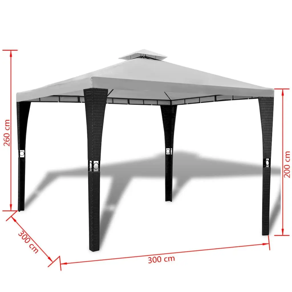 Poly Rattan Gazebo with Cream White Roof 3 x 3 m 41450