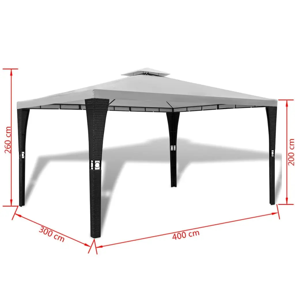 Poly Rattan Gazebo with Cream White Roof 3 x 4 m 41452