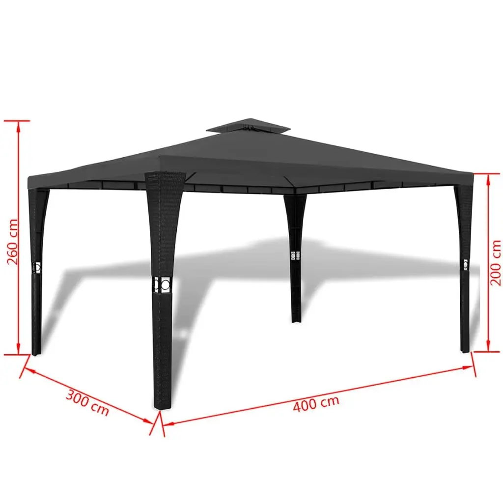 Poly Rattan Gazebo with Dark Grey Roof 3 x 4 m 41453