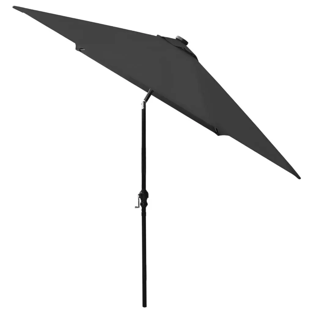 Parasol with LEDs and Steel Pole Black 2x3 m 313792