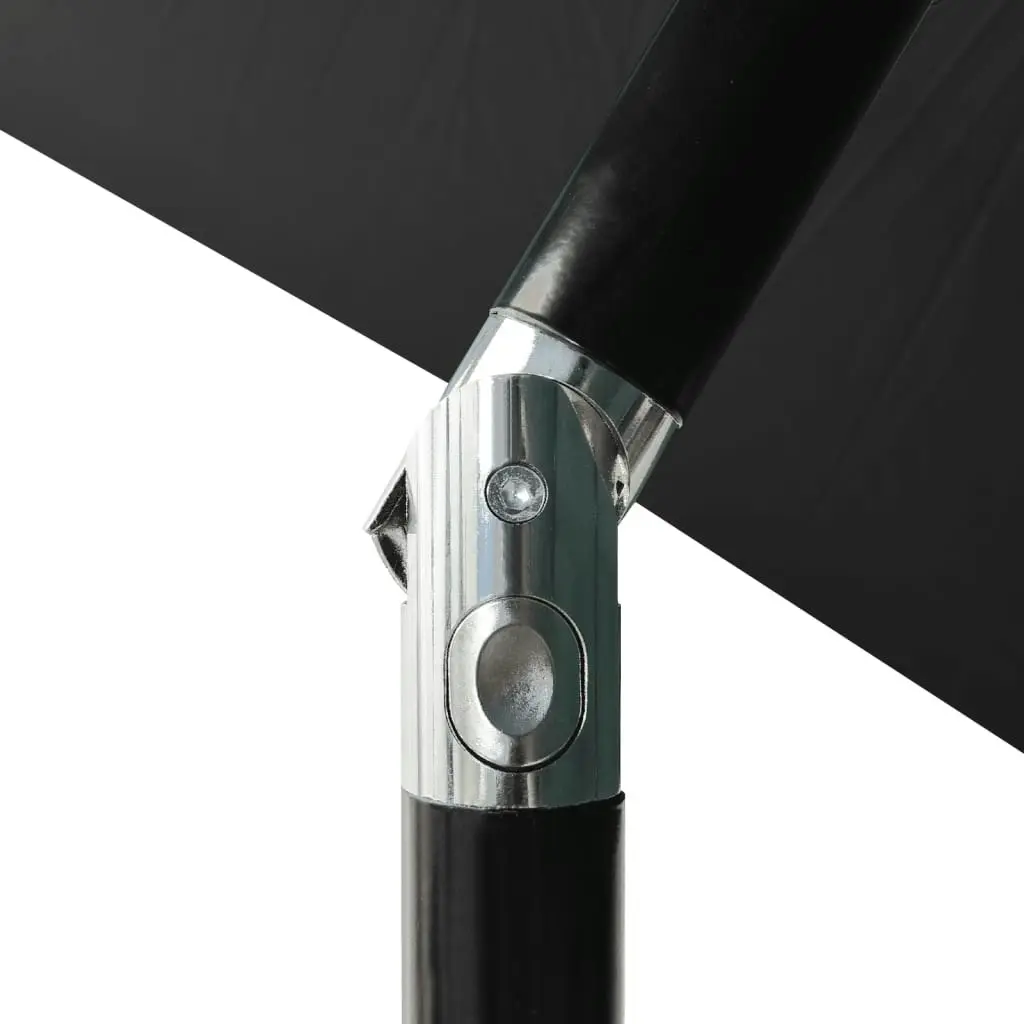 Parasol with LEDs and Steel Pole Black 2x3 m 313792