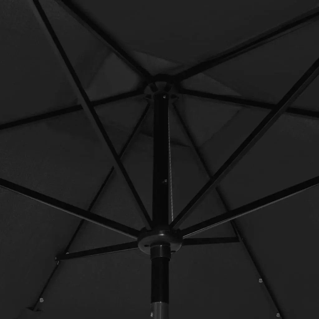 Parasol with LEDs and Steel Pole Black 2x3 m 313792