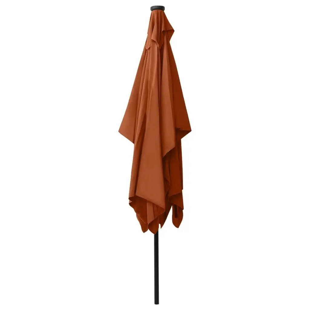 Parasol with LEDs and Steel Pole Terracotta 2x3 m 313791