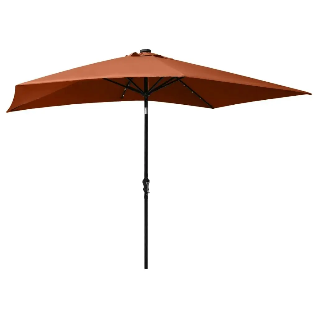 Parasol with LEDs and Steel Pole Terracotta 2x3 m 313791