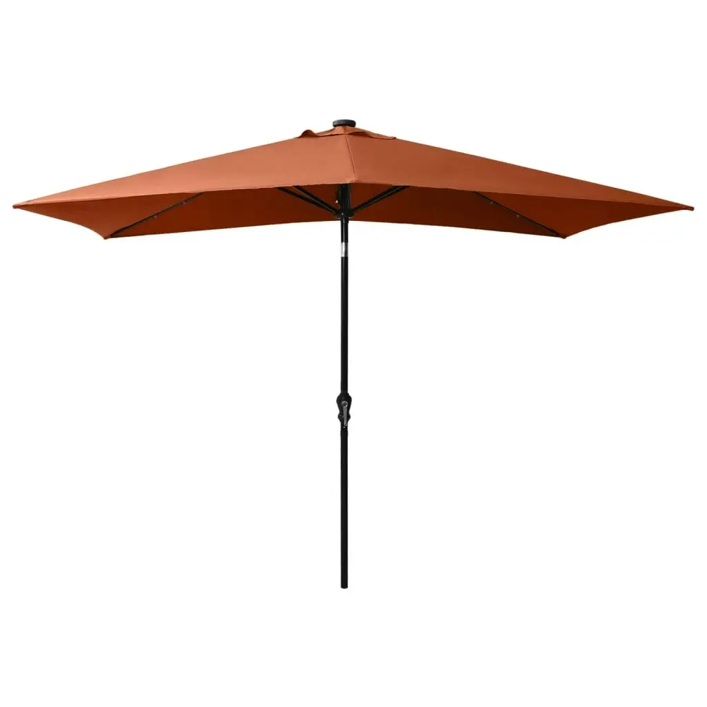 Parasol with LEDs and Steel Pole Terracotta 2x3 m 313791