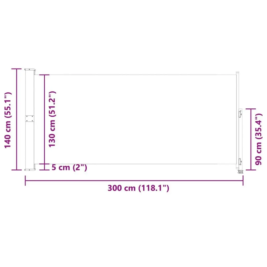 Patio Retractable Side Awning 140 x 300 cm Cream 45191