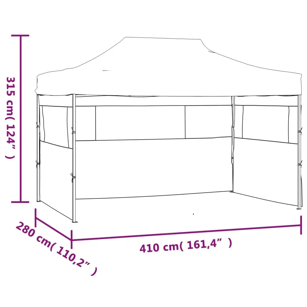 Professional Folding Party Tent with 3 Sidewalls 3x4 m Steel Cream 48893