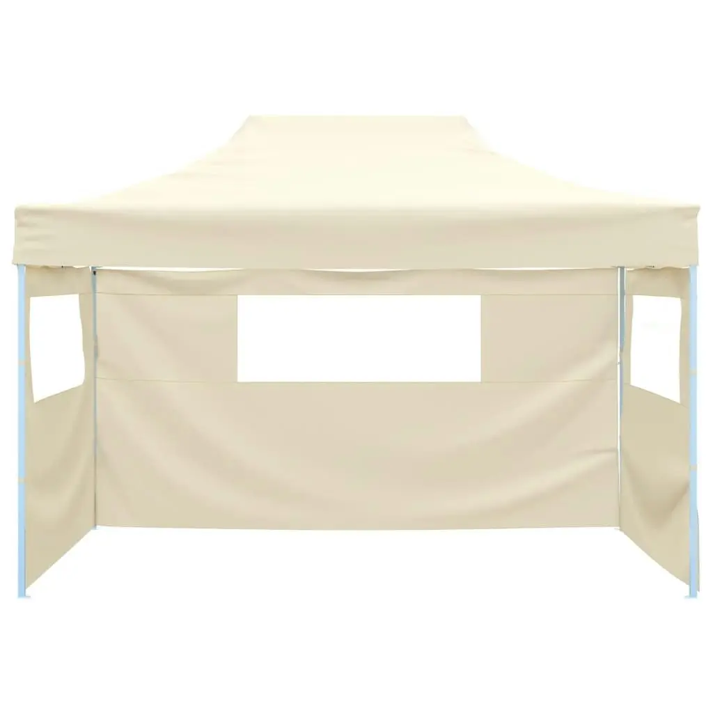 Professional Folding Party Tent with 3 Sidewalls 3x4 m Steel Cream 48893