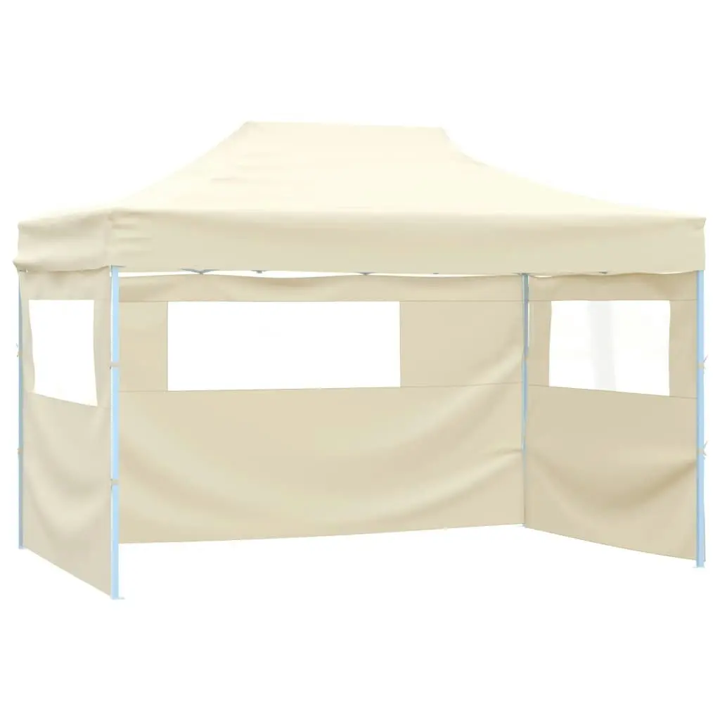 Professional Folding Party Tent with 4 Sidewalls 3x4 m Steel Cream 48894