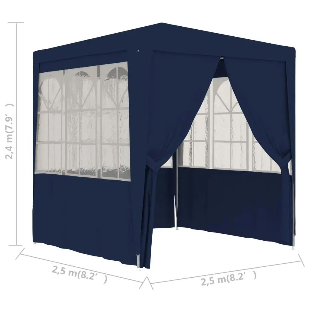 Professional Party Tent with Side Walls 2.5x2.5 m Blue 90 g/mÂ² 48519