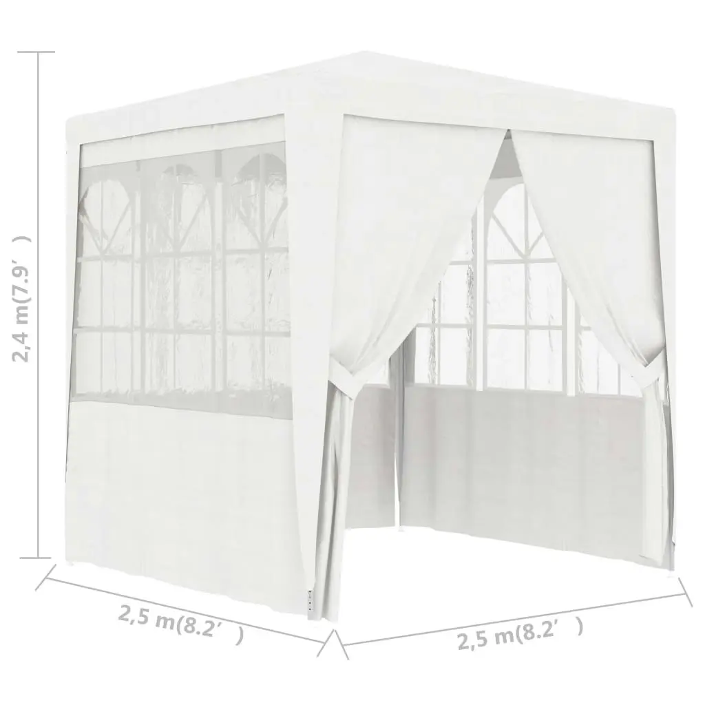 Professional Party Tent with Side Walls 2.5x2.5 m White 90 g/mÂ² 48518