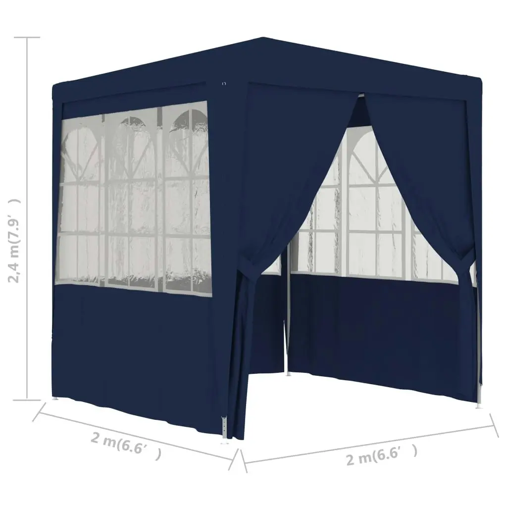 Professional Party Tent with Side Walls 2x2 m Blue 90 g/mÂ² 48517