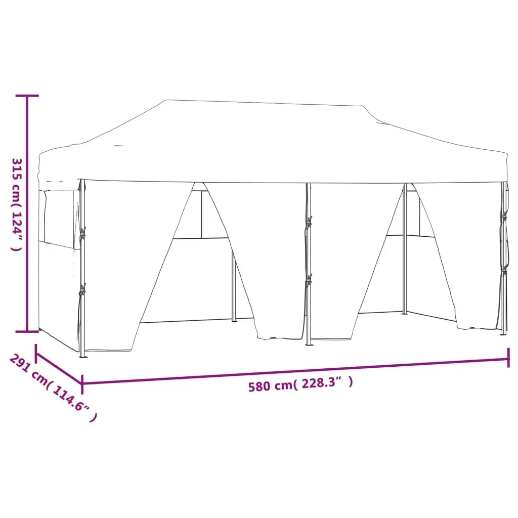 Professional Folding Party Tent with 4 Sidewalls 3x6 m Steel Cream 48866