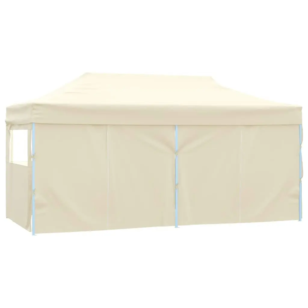 Professional Folding Party Tent with 4 Sidewalls 3x6 m Steel Cream 48866