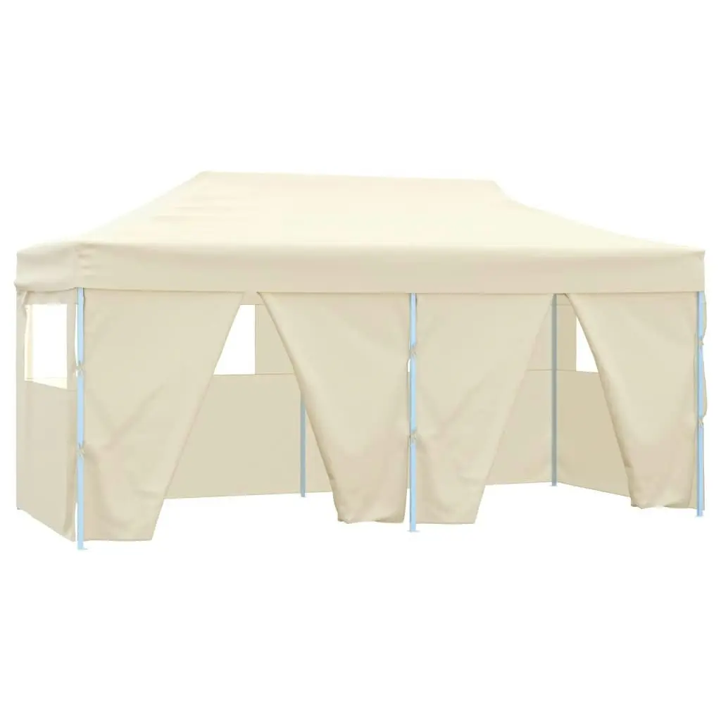 Professional Folding Party Tent with 4 Sidewalls 3x6 m Steel Cream 48866