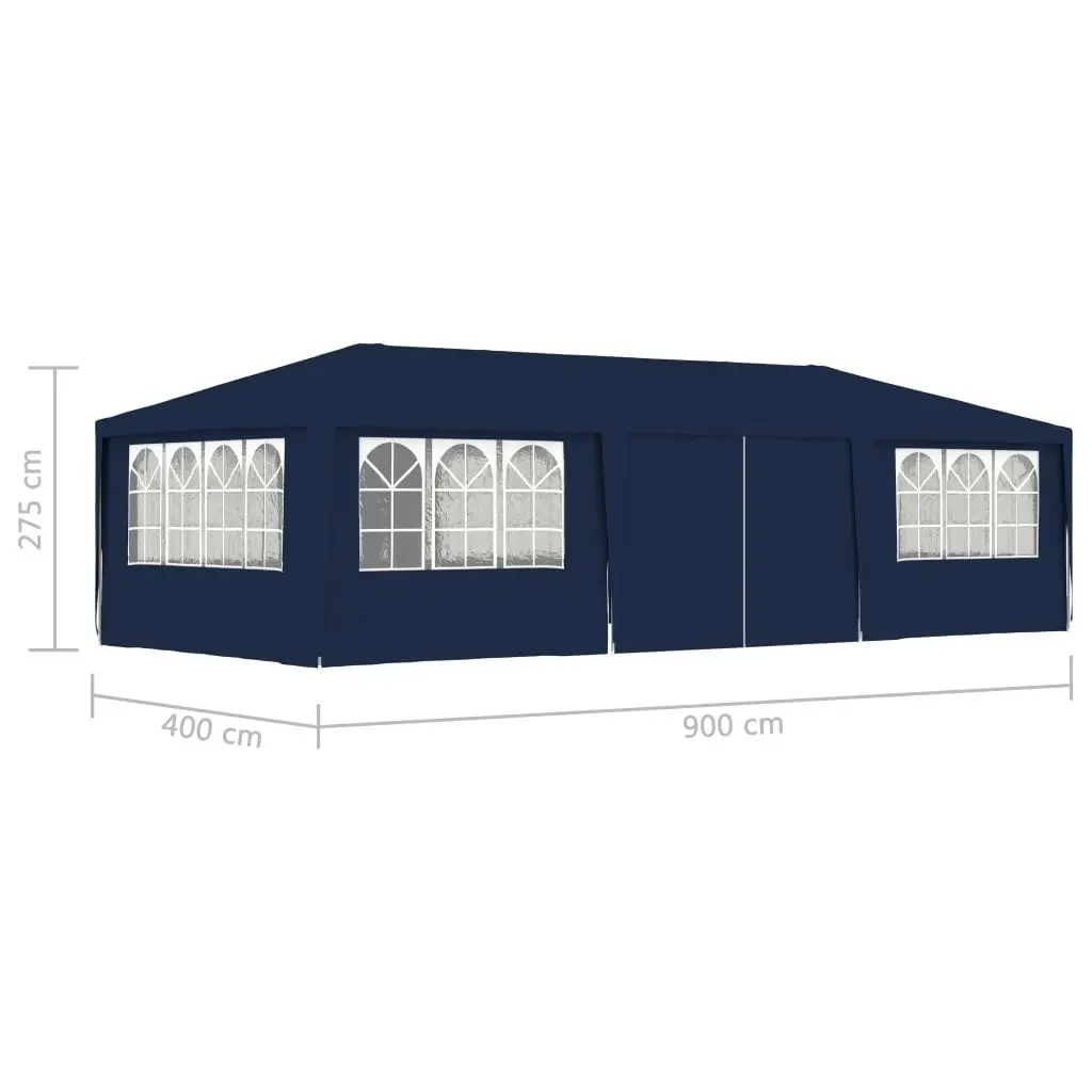 Professional Party Tent with Side Walls 4x9 m Blue 90 g/mÂ² 48530