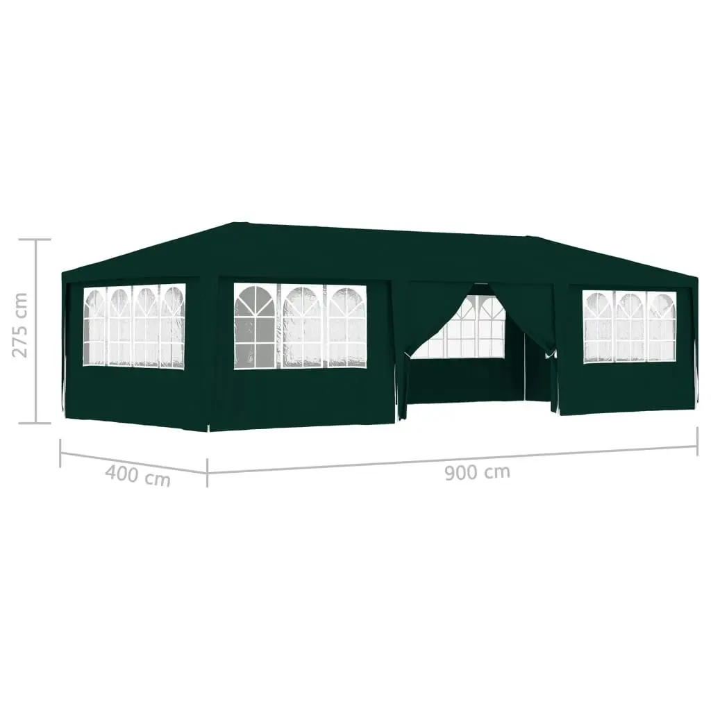 Professional Party Tent with Side Walls 4x9 m Green 90 g/mÂ² 48540