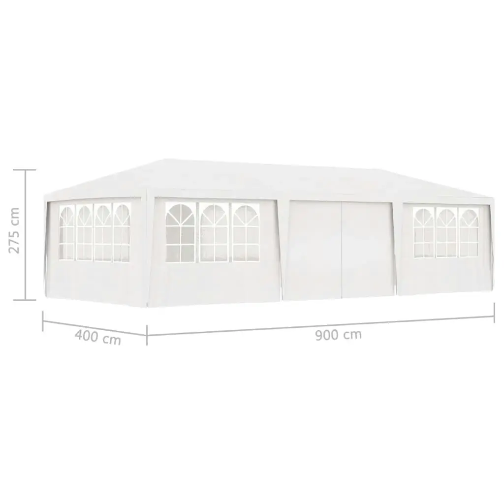 Professional Party Tent with Side Walls 4x9 m White 90 g/mÂ² 48529