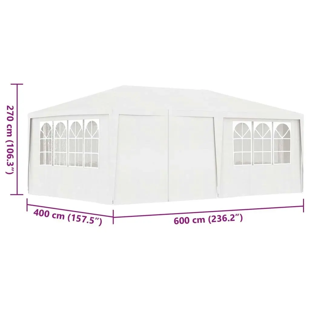 Professional Party Tent with Side Walls 4x6 m White 90 g/mÂ² 48527