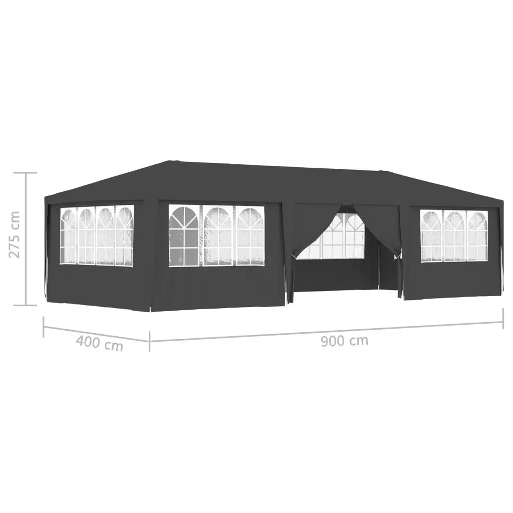 Professional Party Tent with Side Walls 4x9 m Anthracite 90 g/mÂ² 48539