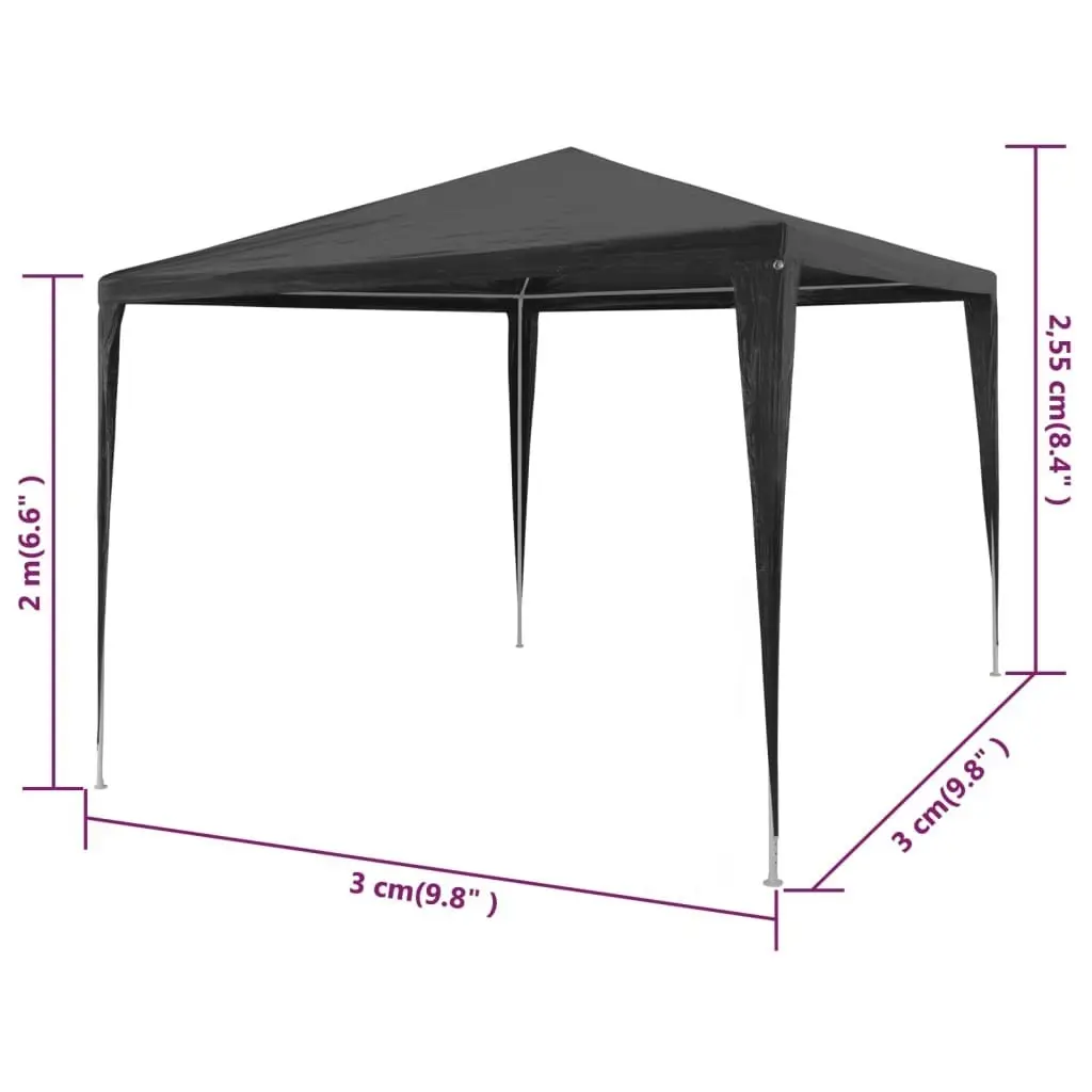 Party Tent 3x3 m PE Anthracite 45086