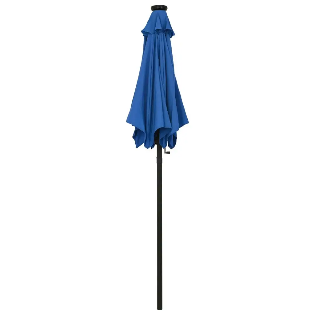 Parasol with LED Lights Azure Blue 200x211 cm Aluminium 313564