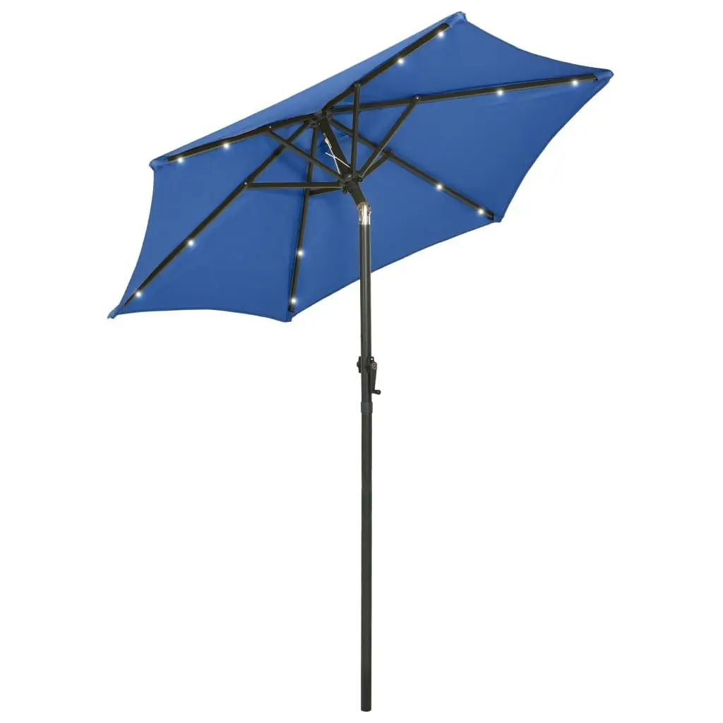 Parasol with LED Lights Azure Blue 200x211 cm Aluminium 313564