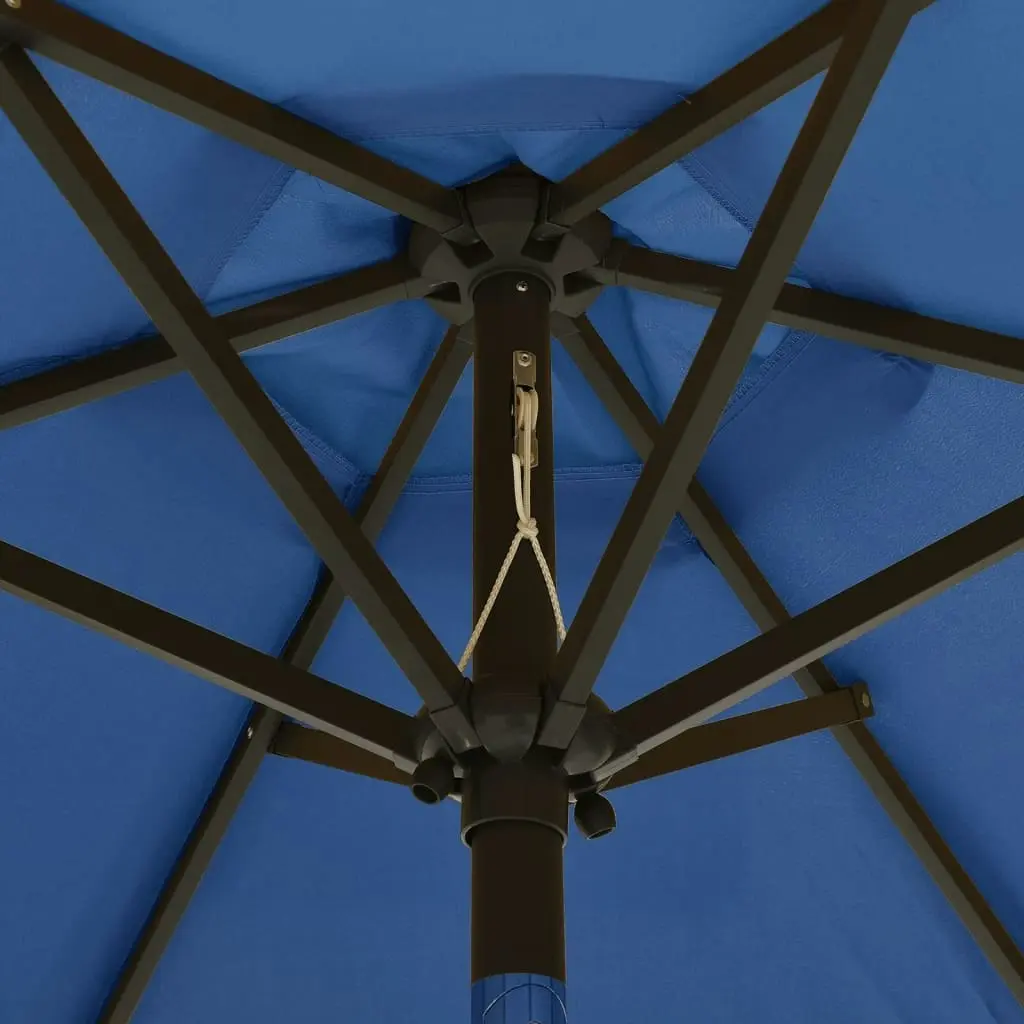 Parasol with LED Lights Azure Blue 200x211 cm Aluminium 313564