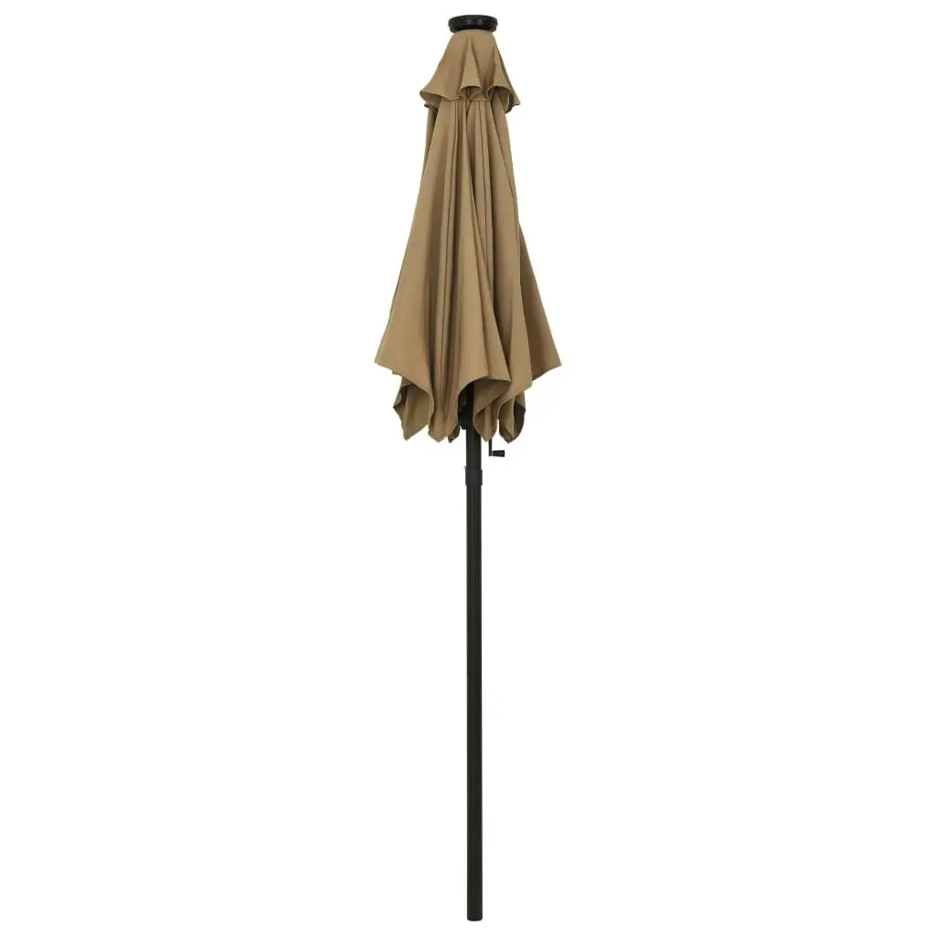 Parasol with LED Lights Taupe 200x211 cm Aluminium 313560