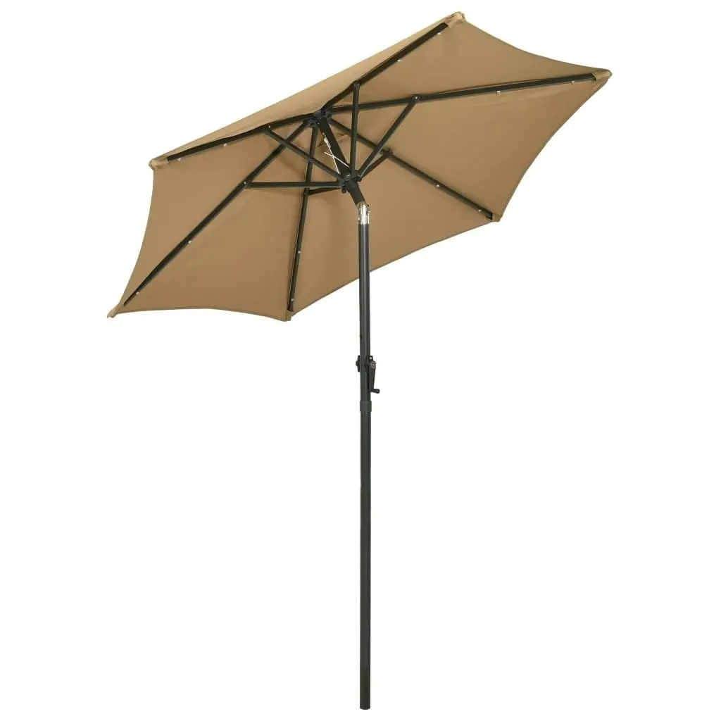 Parasol with LED Lights Taupe 200x211 cm Aluminium 313560