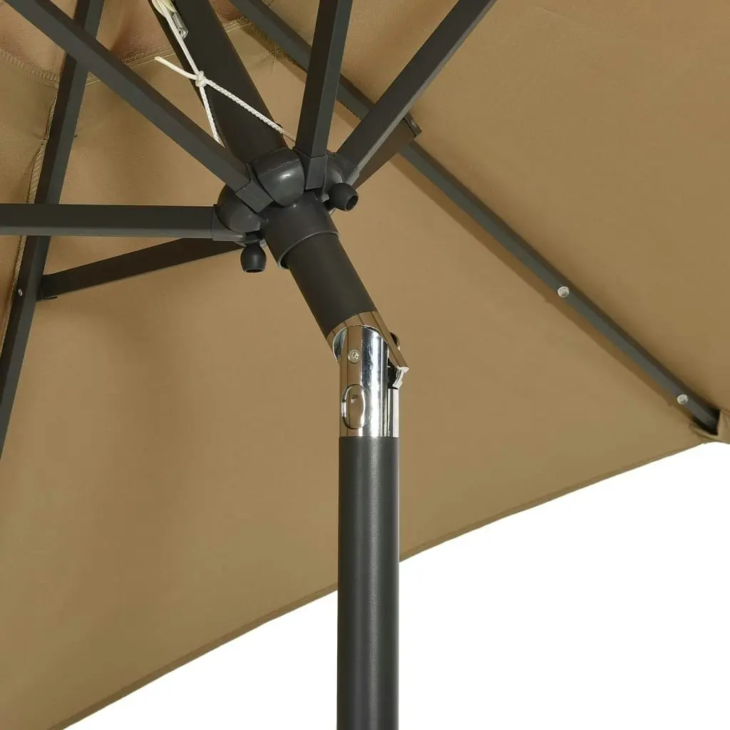 Parasol with LED Lights Taupe 200x211 cm Aluminium 313560