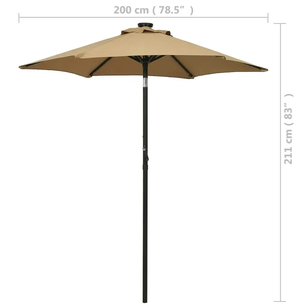 Parasol with LED Lights Taupe 200x211 cm Aluminium 313560