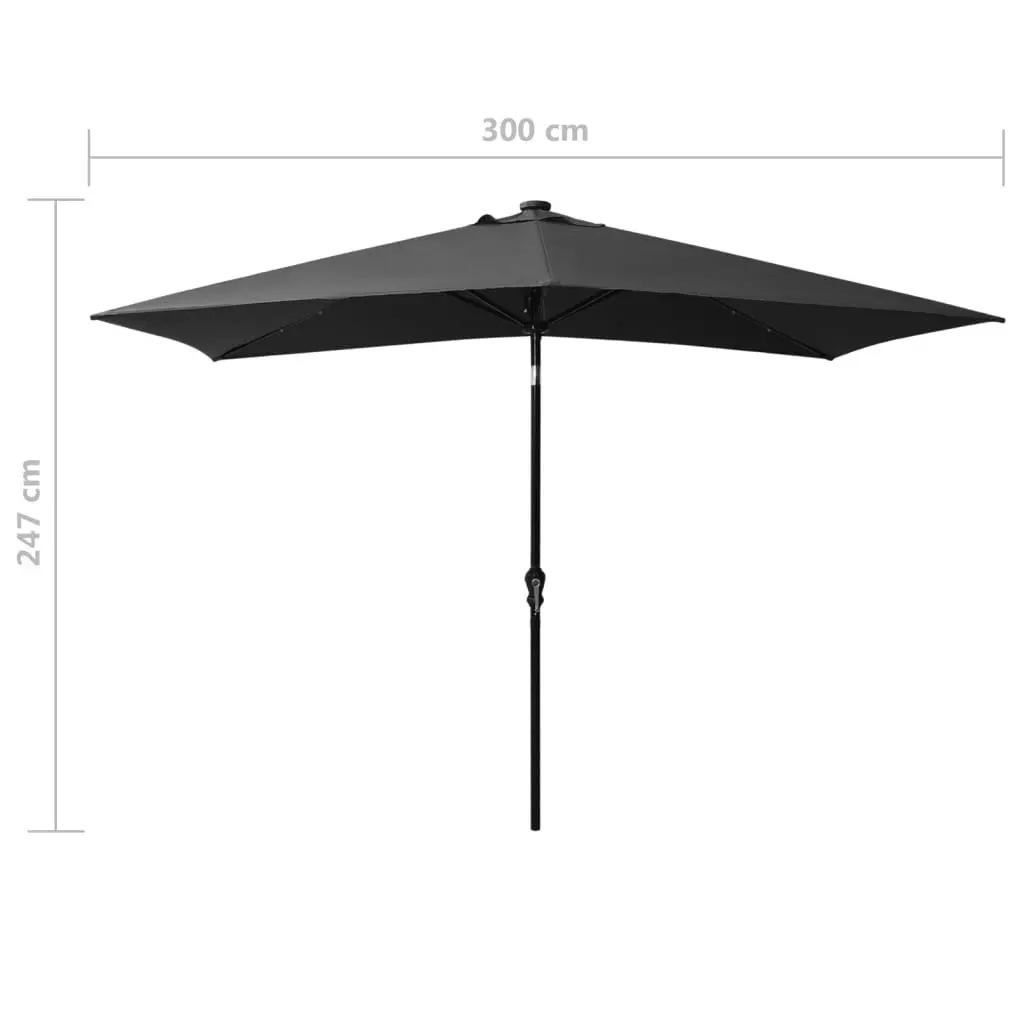 Parasol with LEDs and Steel Pole Anthracite 2x3 m 313788